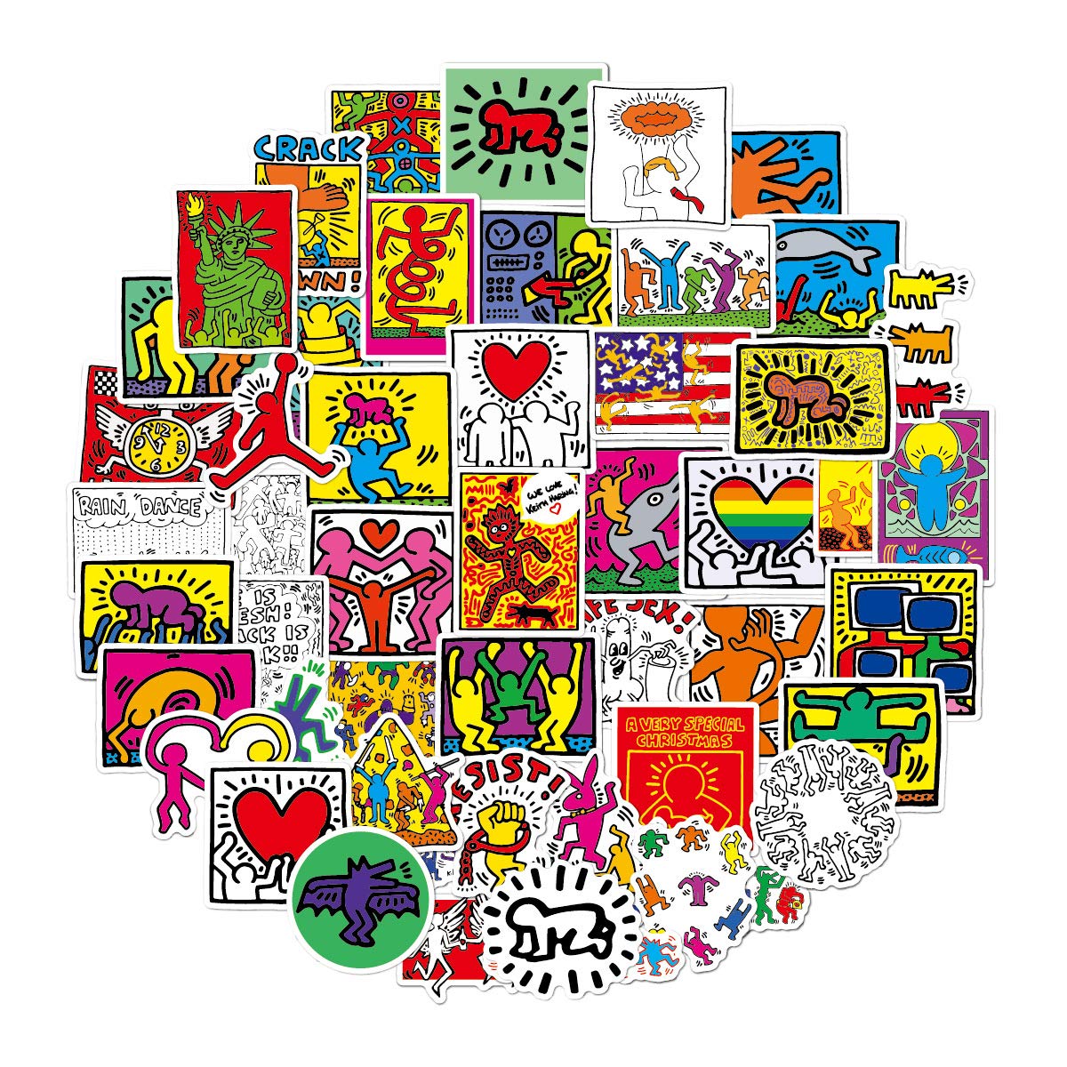 Street Graffiti Visual Art Stickers for Keith Haring 50 Pcs Vinyl
